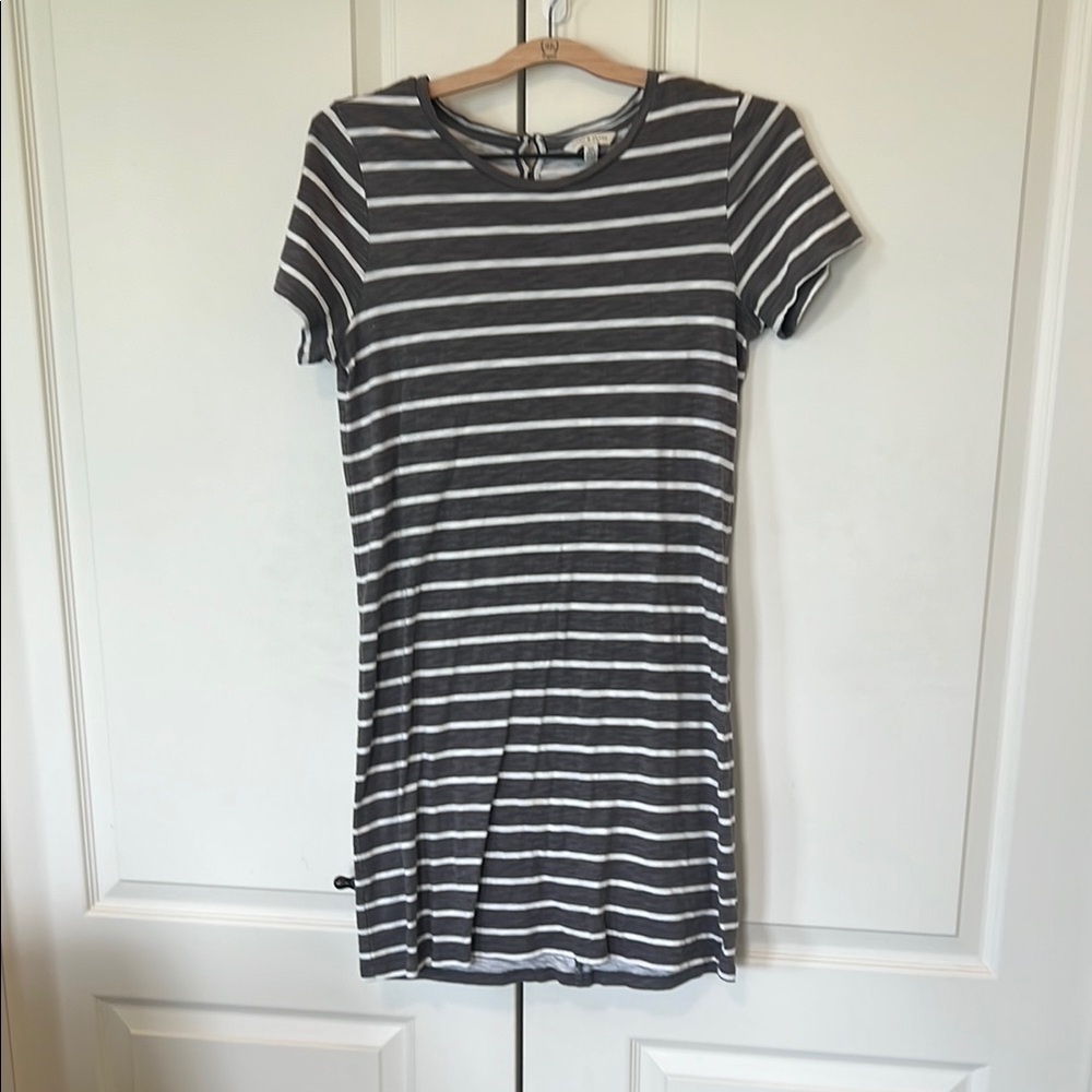 Lucky Brand Gray and White Striped Dress